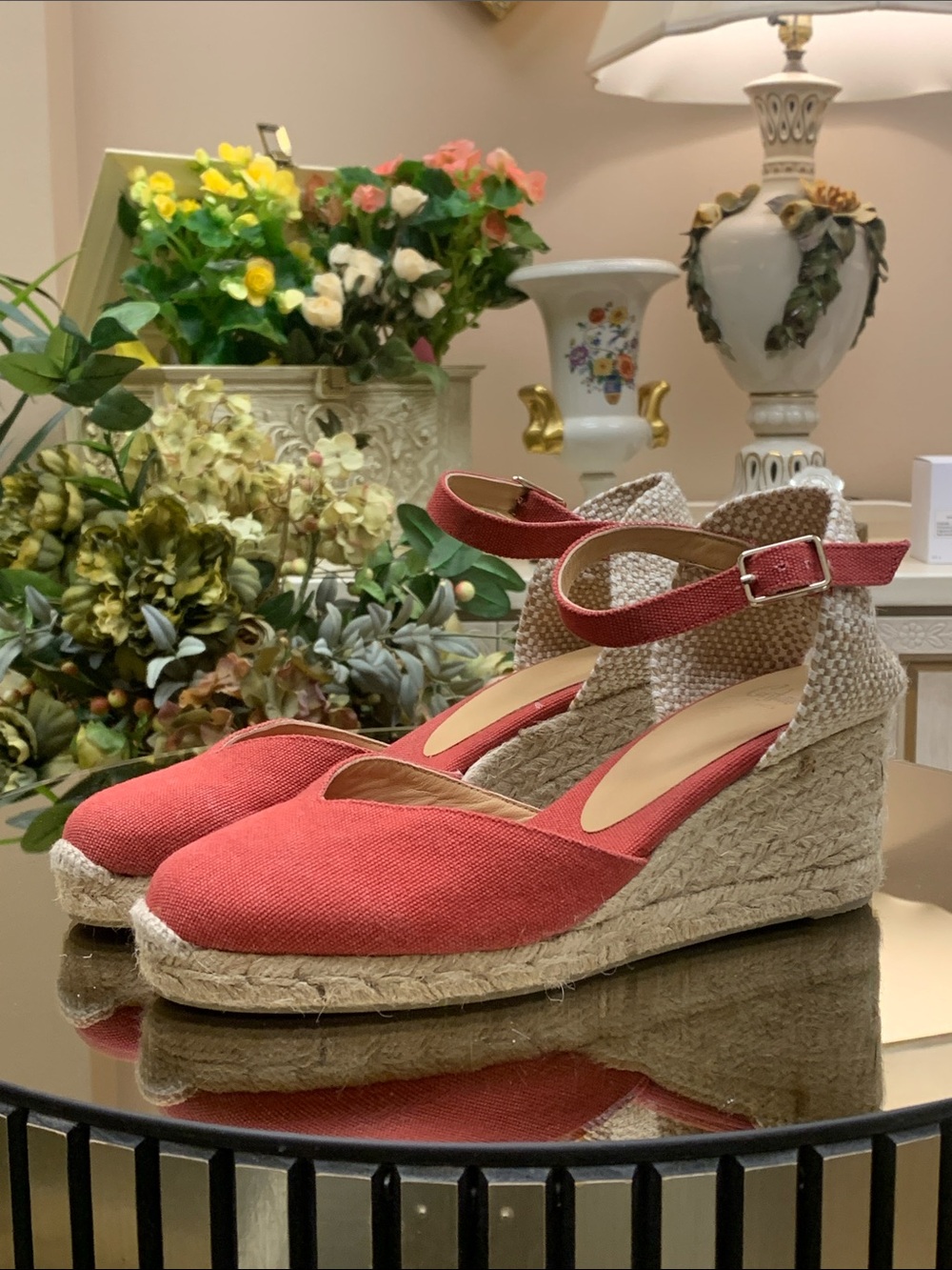 Castaner red wedge espadrilles size 38